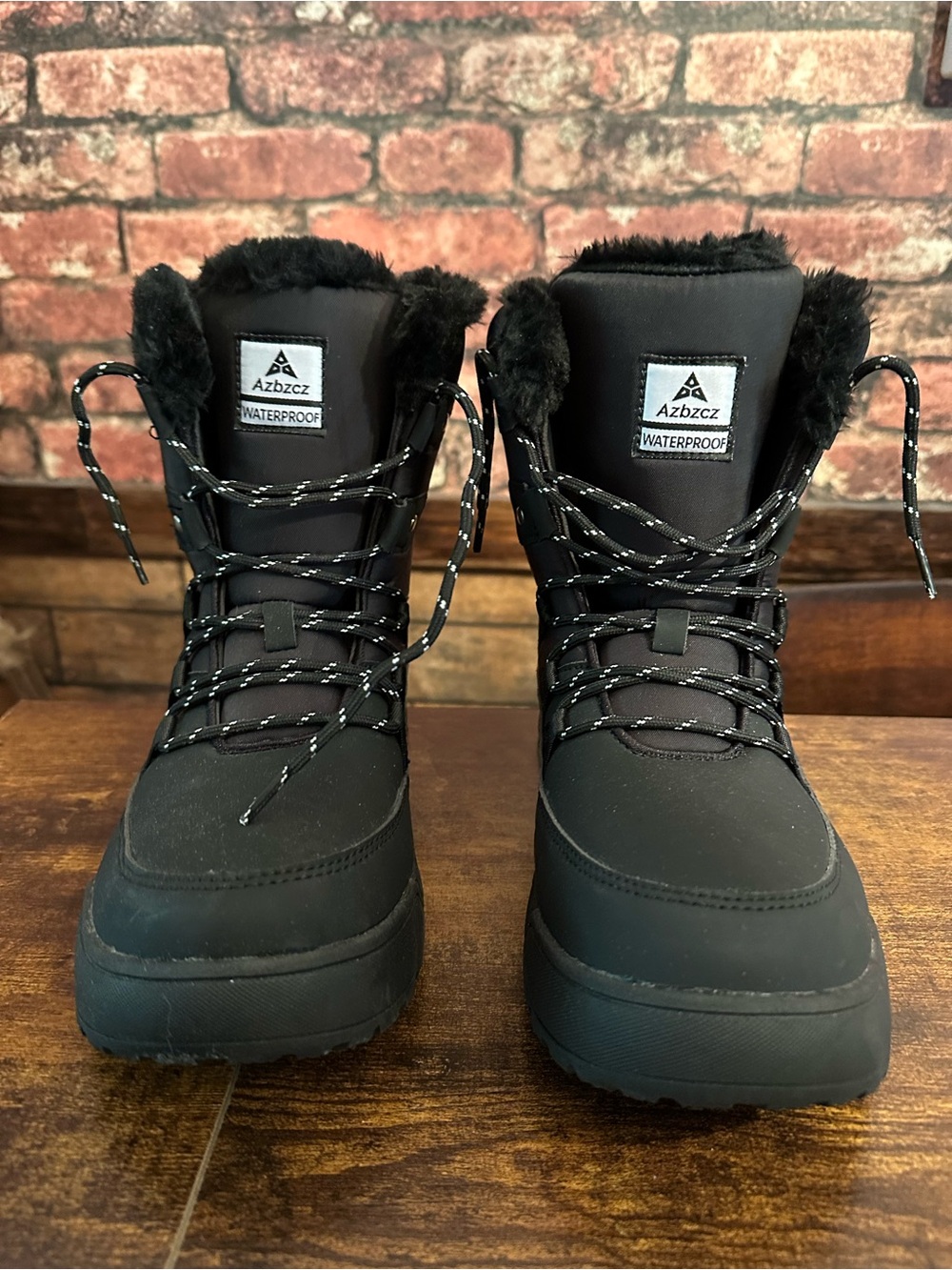 Azbzcz Waterproof Black Winter Boots size 9